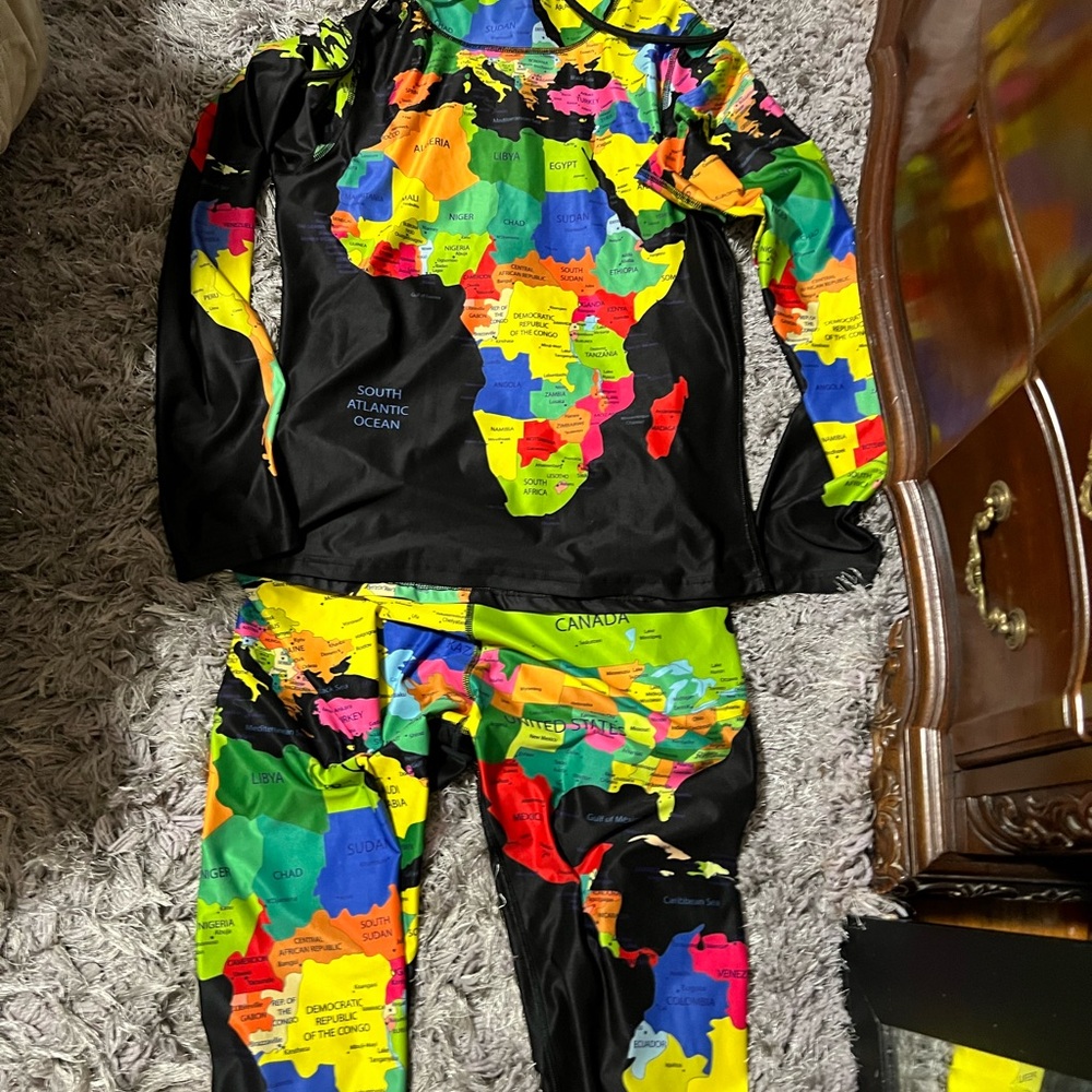 Bricks Built Multicolor Map Print Set Hoodie And … - image 7